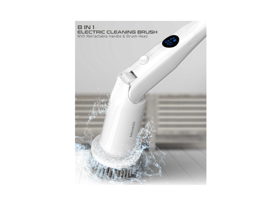 Moxedo 8 in 1 Cordless Electric Cleaning Brush with 8 Replaceable Brush Heads for Bathtub, Wall, Tile, Toilet, Window and Sink MX- ECB011 Moxedo 8 in 1 Cordless Electric Cleaning Brush with 8 Replaceable Brush Heads for Bathtub, Wall, Tile, Toilet, Window and Sink MX- ECB011